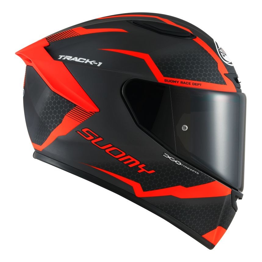 Casco fibra moto Suomy Track-1 Reaction mat antracite red rosso helmet casque