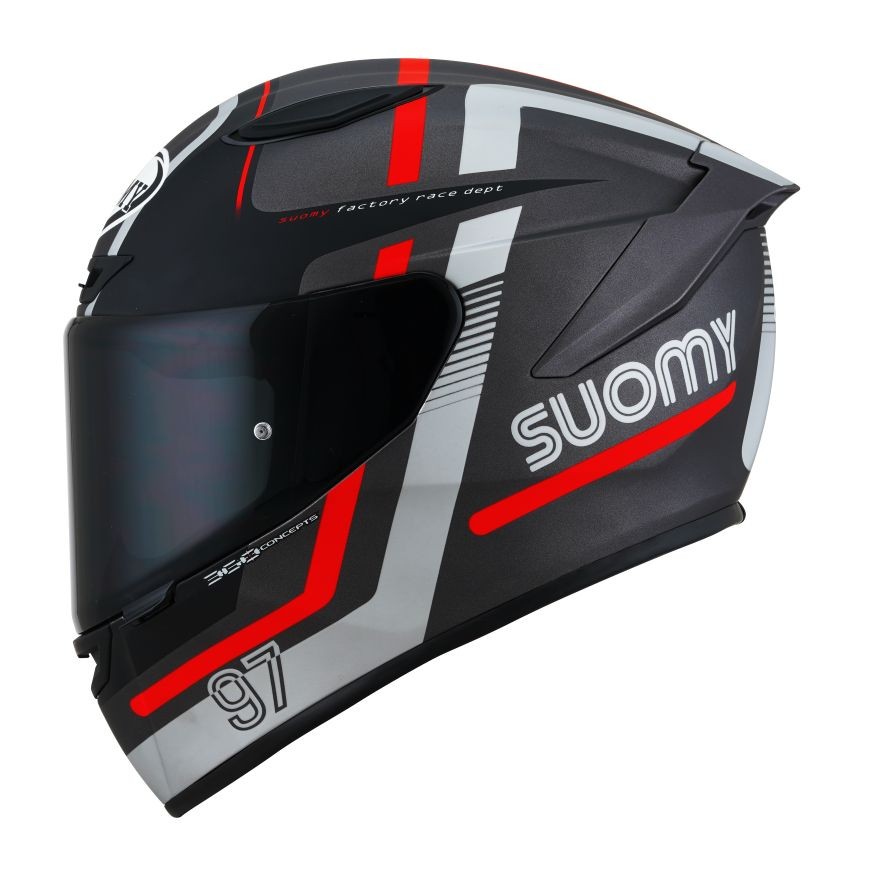 Casco integrale fibra moto Suomy Track-1 Ninety seven mat gunmetal red helmet casque