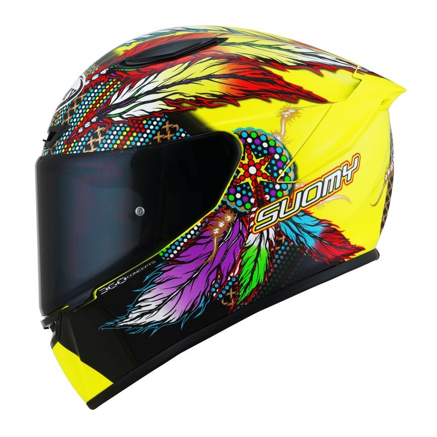 Casco integrale fibra moto Suomy Track-1 CHIEFTAIN MULTI YELLOW helmet casque
