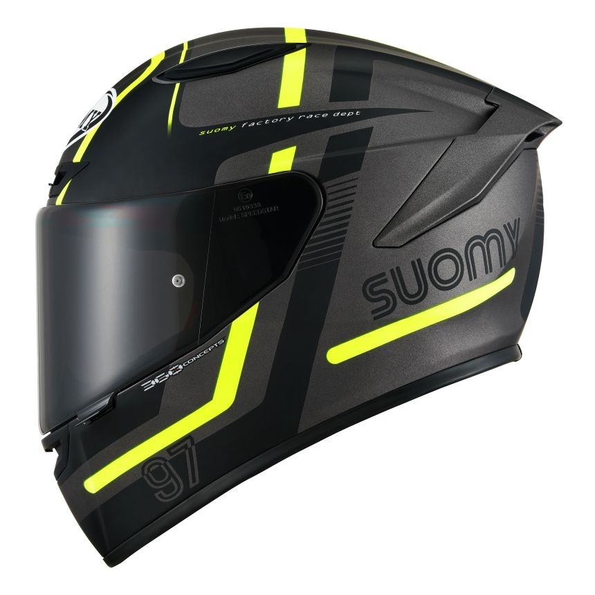 Casco integrale Suomy Track-1 NINETY SEVEN MATT GUN METAL YELLOW helmet casque