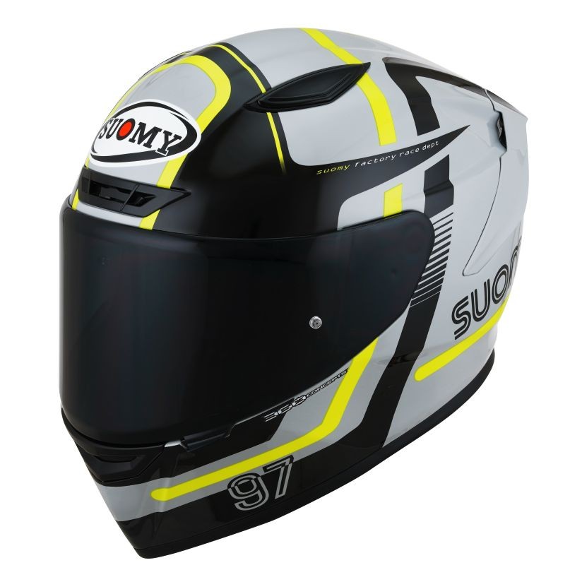 Casco fibra moto Suomy Track-1 Ninety seven grey yellow helmet casque