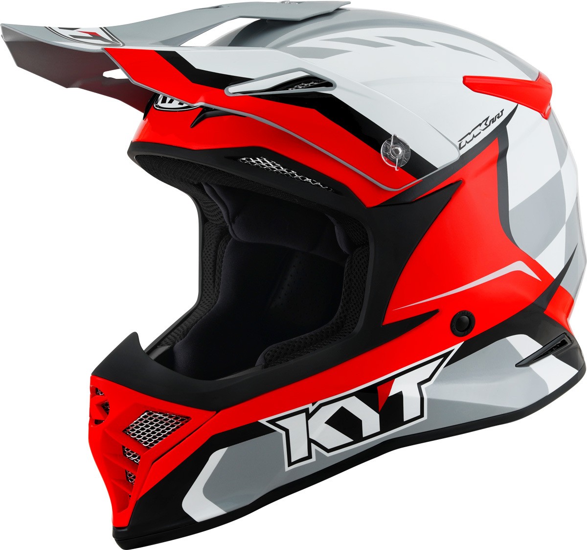 Casco cross Kyt Skyhawk Glowing white red helmet casque