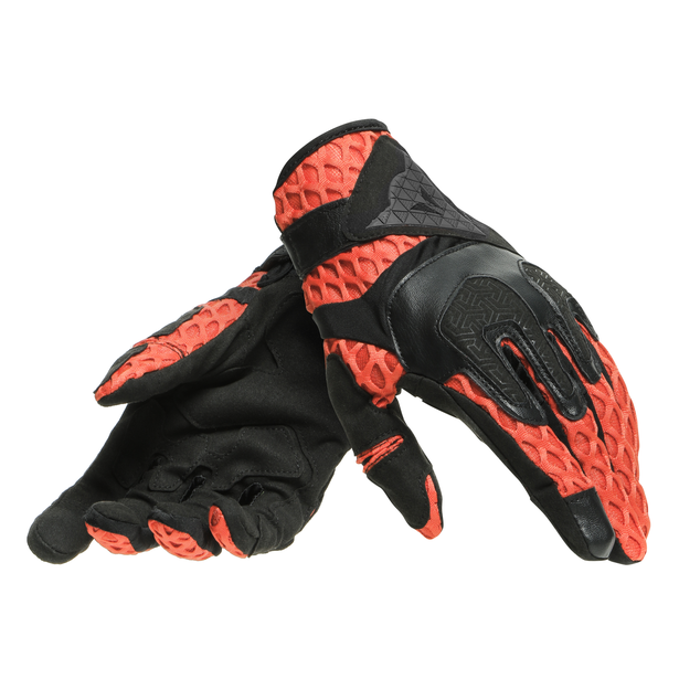 Guanti pelle tessuto Dainese Air-Maze nero arancione black orange gloves