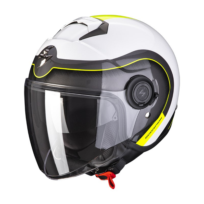 Casco jet Scorpion Exo city giallo yellow con visierino parasole interno  helmet casque