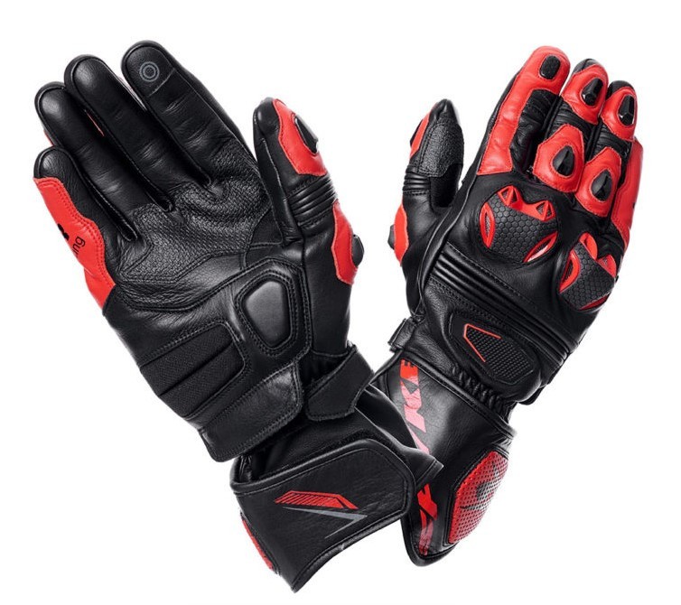 Guanti pelle Spyke Tech Race nero rosso Black red leather gloves