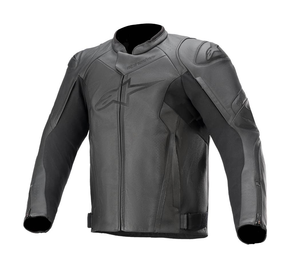 Giacca pelle sportiva moto Alpinestars Faster V2 Nero Black leather jacket