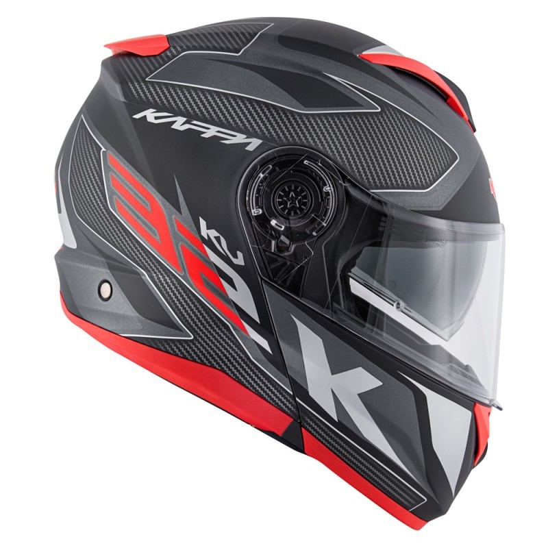 Casco modulare Kappa Kv32 Orlando Mixer mat black red helmet