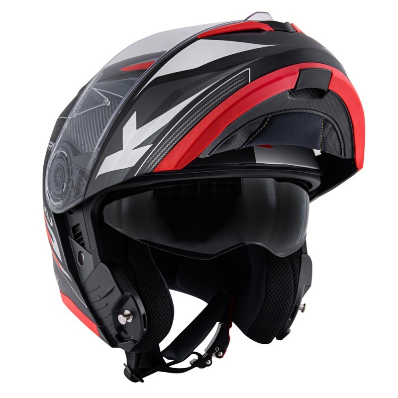 Casco moto apribile Kappa Kv32 Orlando Mixer nero opaco rosso black mat red flip up Helmet