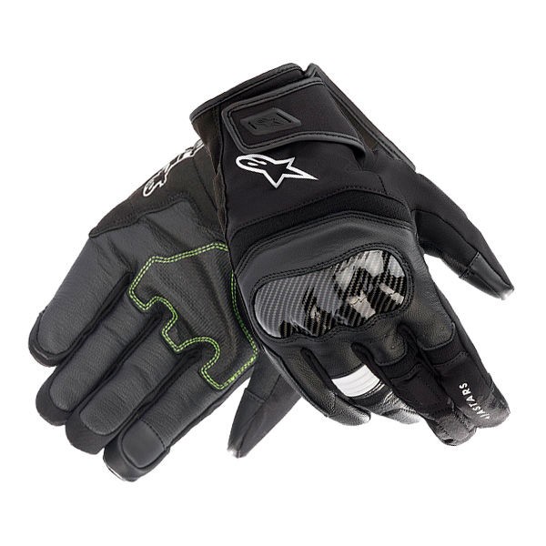 Guanti pelle moto Alpinestars SMX Z Drystar nero black leather gloves