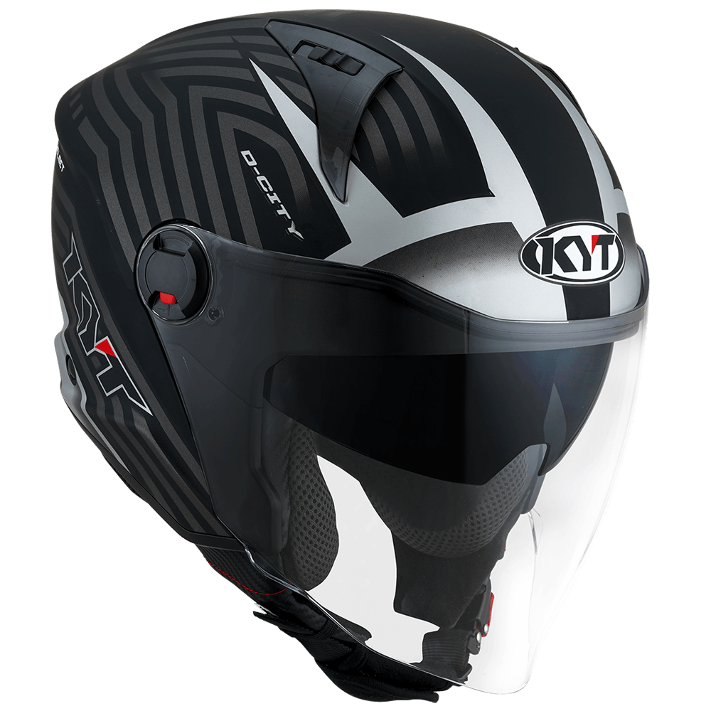 Casco KYT D-city Lucent mat black silver helmet casque