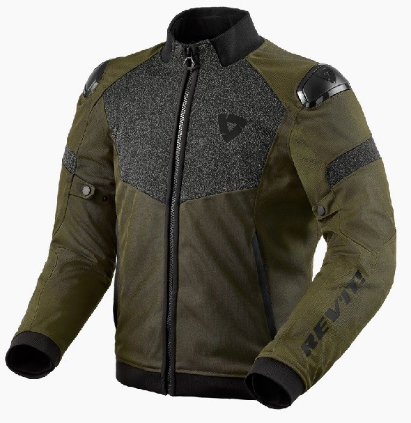 Giacca moto Revit Action h2o verde militare scuro dark green jacket sfoderabile traforata impermeabile