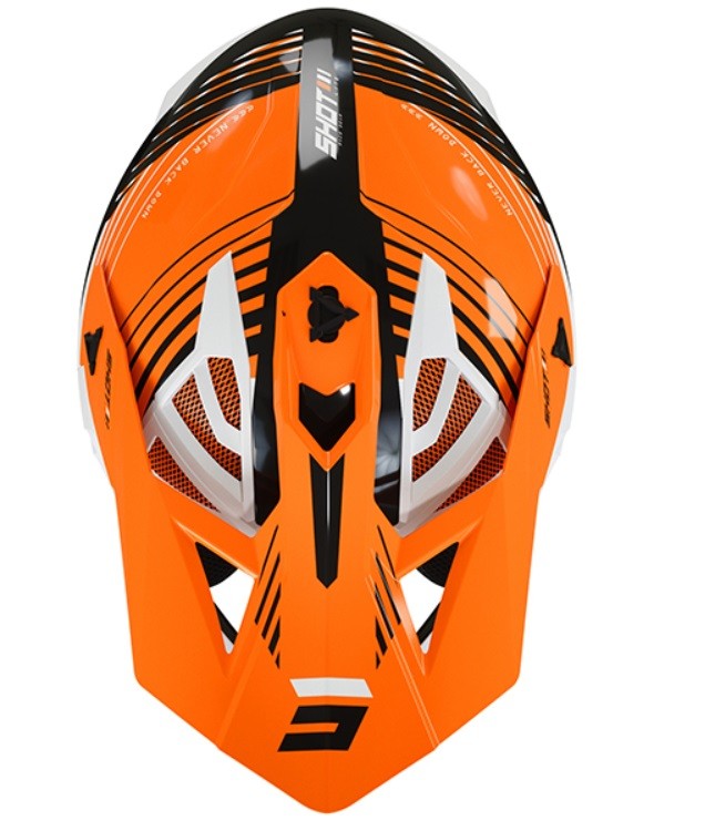 Casco moto cross fibra Shot Lite Fury nero arancione black orange enduro motard off road fiber helmet casque