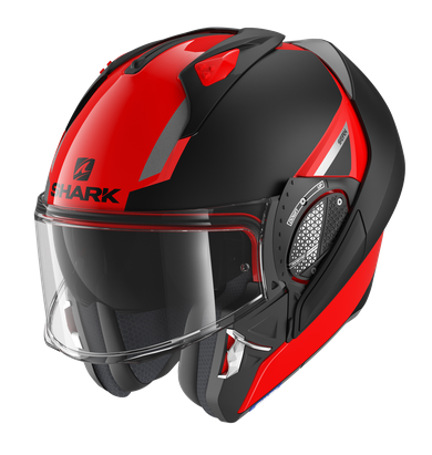 Casco modulare apribile reversibile moto Shark Evo GT SEAN orange Black silver helmet casque