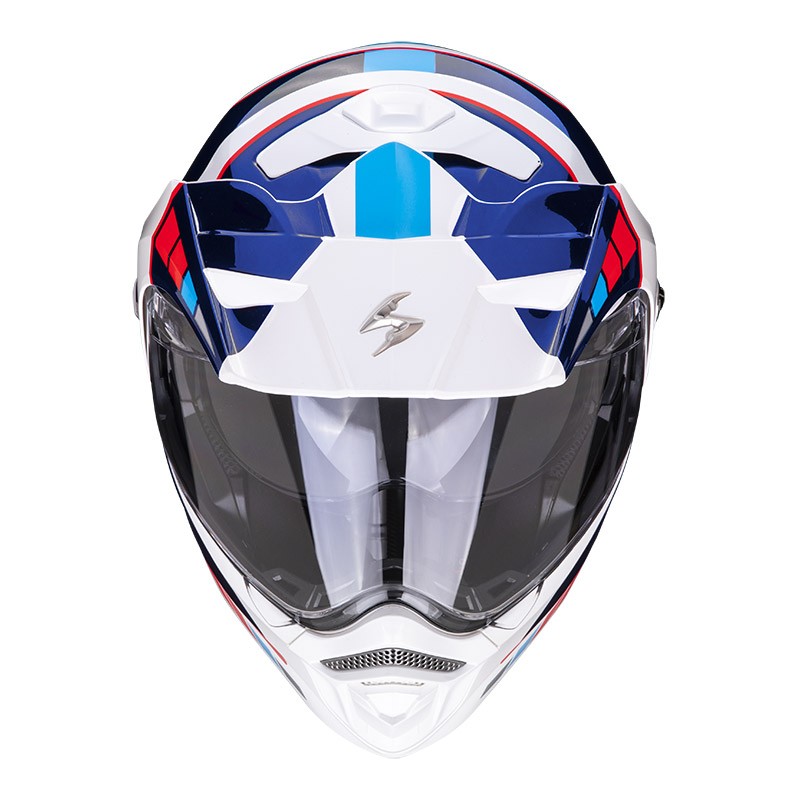 Casco modulare apribile enduro touring adventure moto Scorpion ADX-2 Camino bianco rosso blu white red Helmet casque