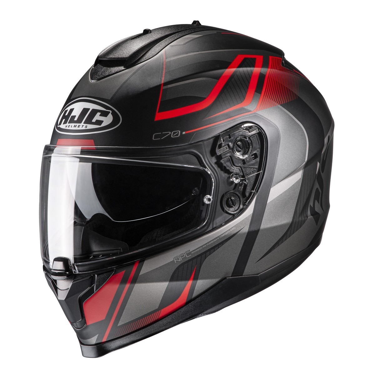Casco integrale moto Hjc C70 Lantic nero rosso MC1 black red helmet casque