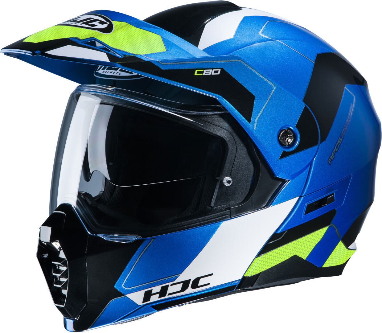 Casco modulare apribile enduro touring adventure moto Hjc C80 Rox blu giallo yellow MC24 Helmet casque
