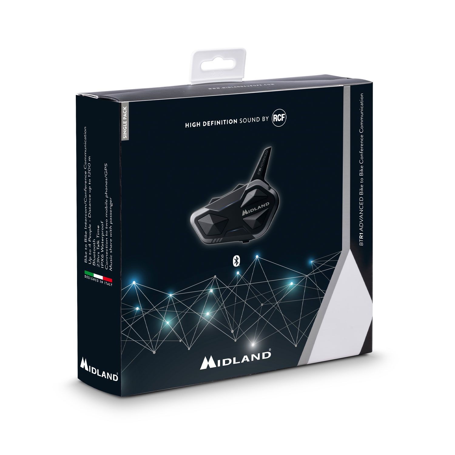 Interfono moto bluetooth Midland BTR1 singolo single Pack