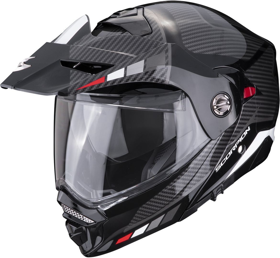 Casco Scorpion ADX-2 Camino nero argento rosso black silver red modulare apribile enduro touring adventure moto Helmet casque