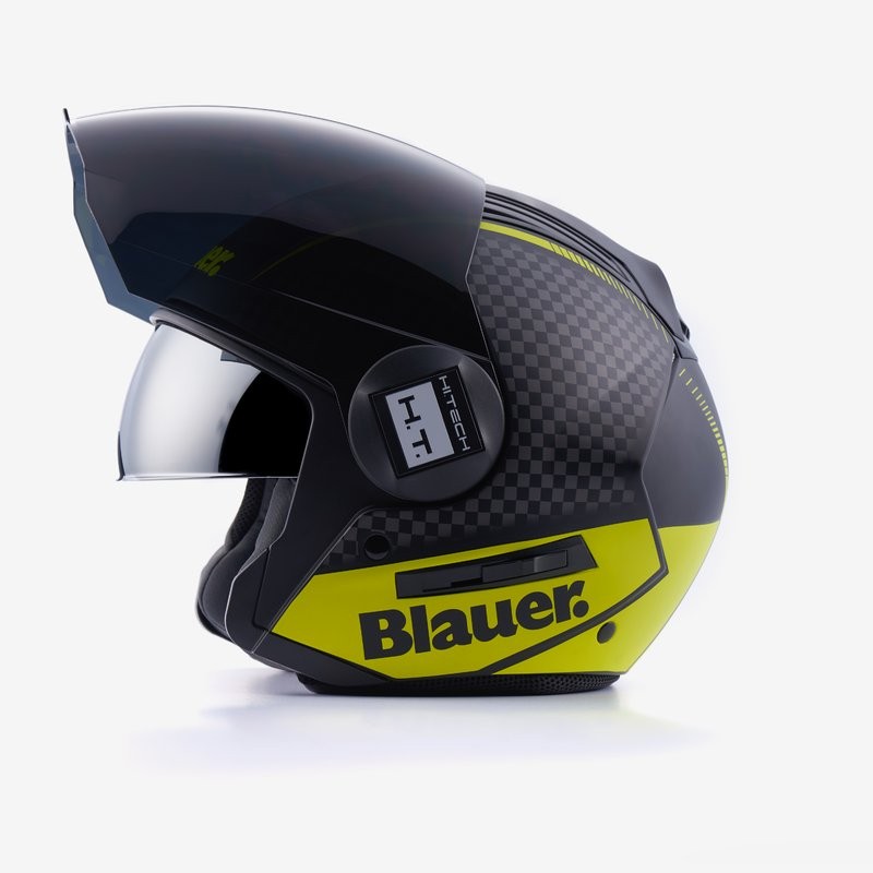 Casco jet Blauer Real B titanio opaco mat titanium giallo yellow helmet casque
