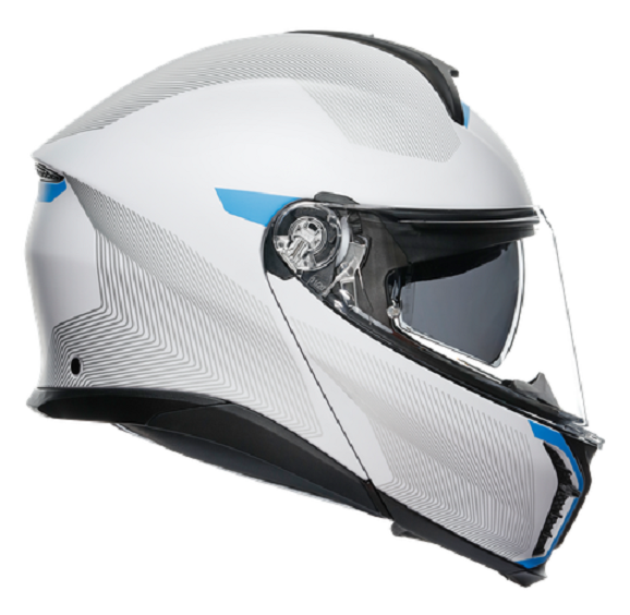 Casco modulare fibra moto Agv TourModular FREQUENCY LIGHT GREY BLUE flip up helmet casque