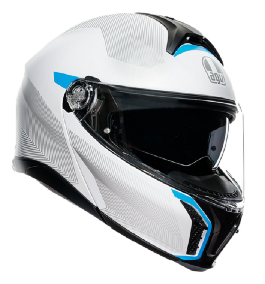 Casco modulare fibra moto Agv TourModular FREQUENCY LIGHT GREY BLUE flip up helmet casque