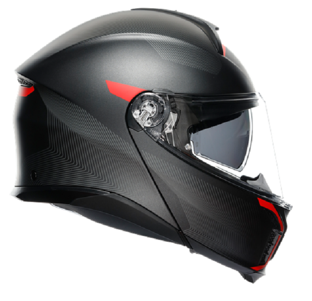 Casco modulare fibra moto Agv TourModular FREQUENCY Matt gunmetal red flip up helmet casque