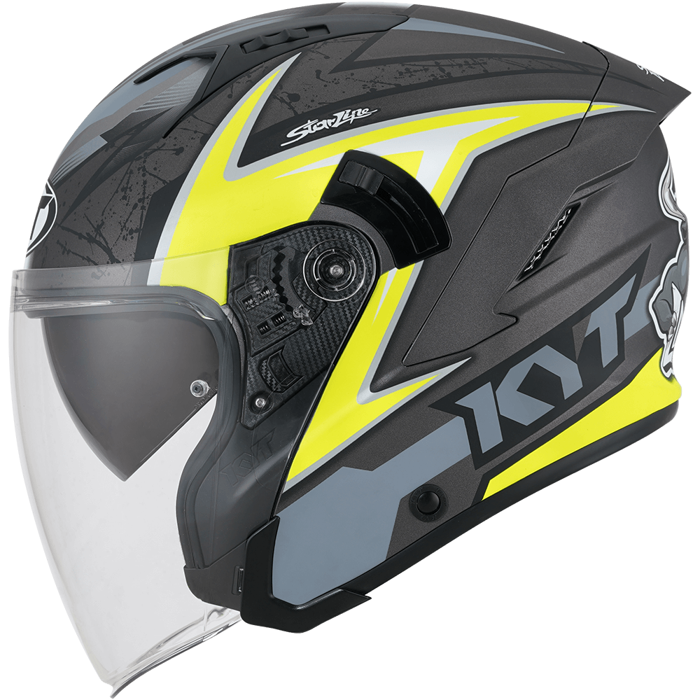 Casco jet KYT NF-J Attitude yellow helmet casque