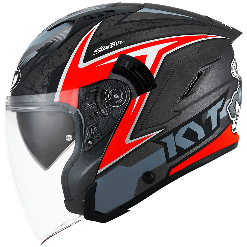Casco jet KYT NF-J Attitude red helmet casque