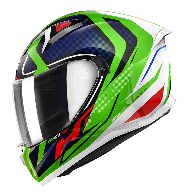 Casco integrale moto Givi 50-8 Racer WHITE GREEN BLUE Helmet casque