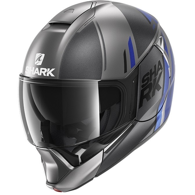 Casco jet modulare apribile Shark Evojet Vyda blu helmet casque