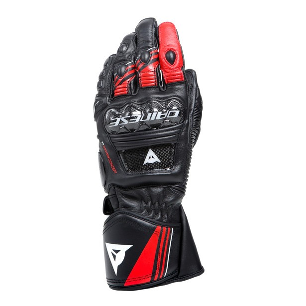Dainese Druid 4 Rosso BLACK LAVA-RED WHITE long leather gloves pista corsa
