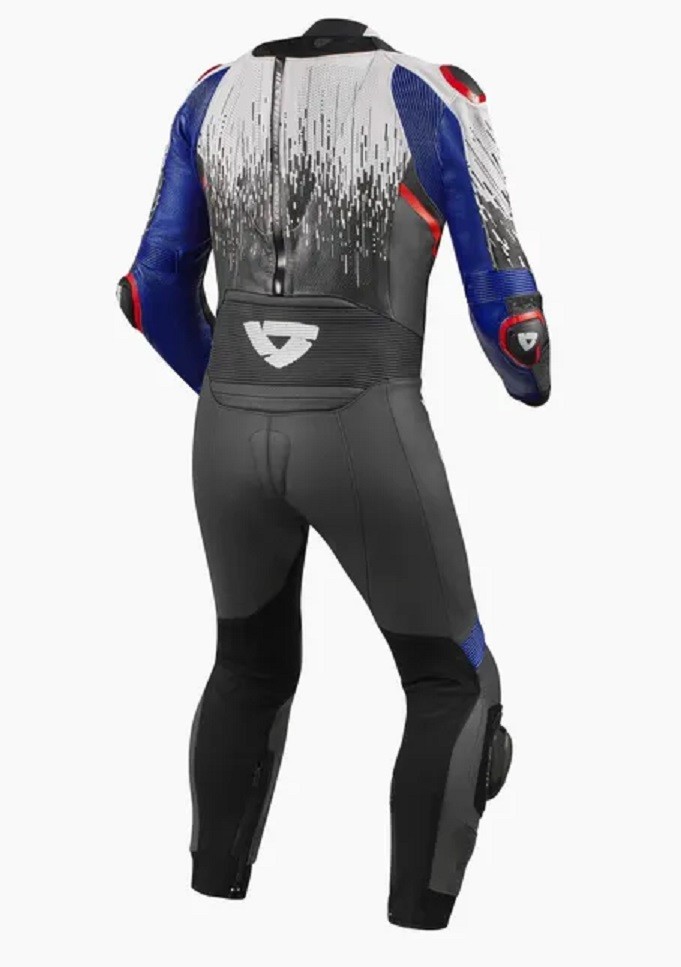 Tuta intera pelle racing pista corsa sport Revit Quantum 2 bianco rosso blu white red one piece leather suit