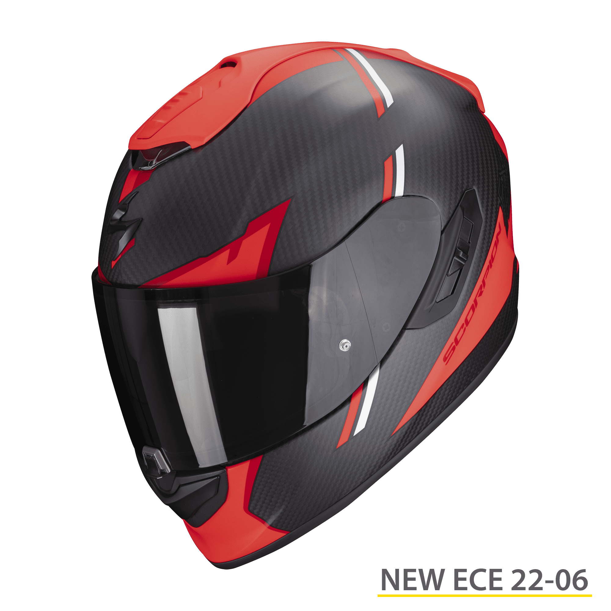 Casco integrale carbonio moto Scorpion Exo 1400 EVO Carbon Kendal nero rosso black red helmet casque