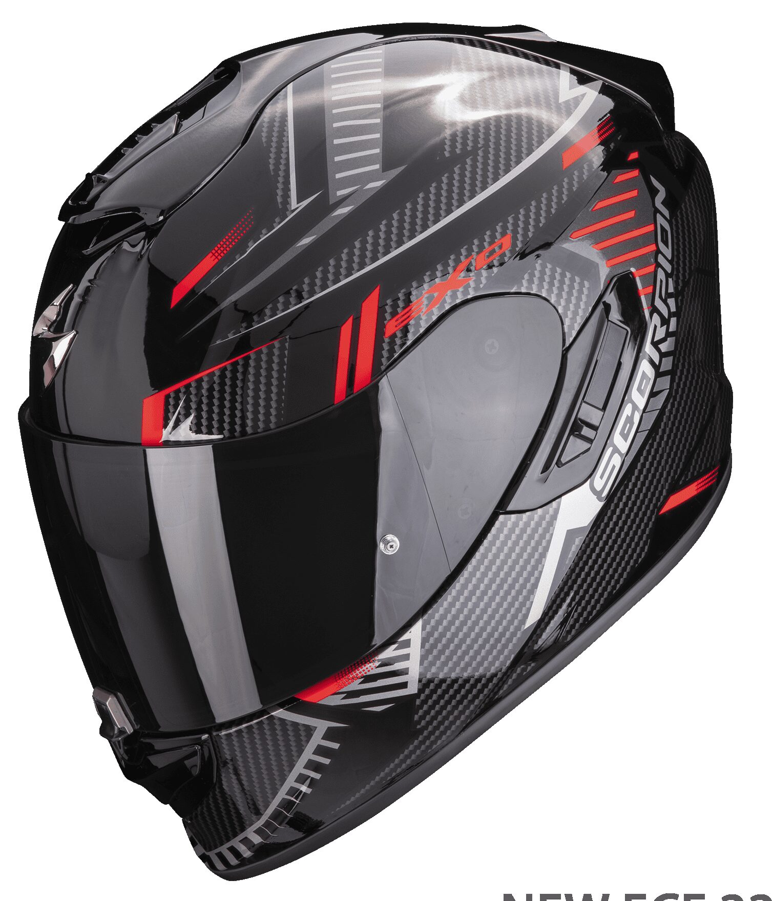 Casco integrale fibra moto Scorpion Exo 1400 EVO SHELL rosso red helmet casque