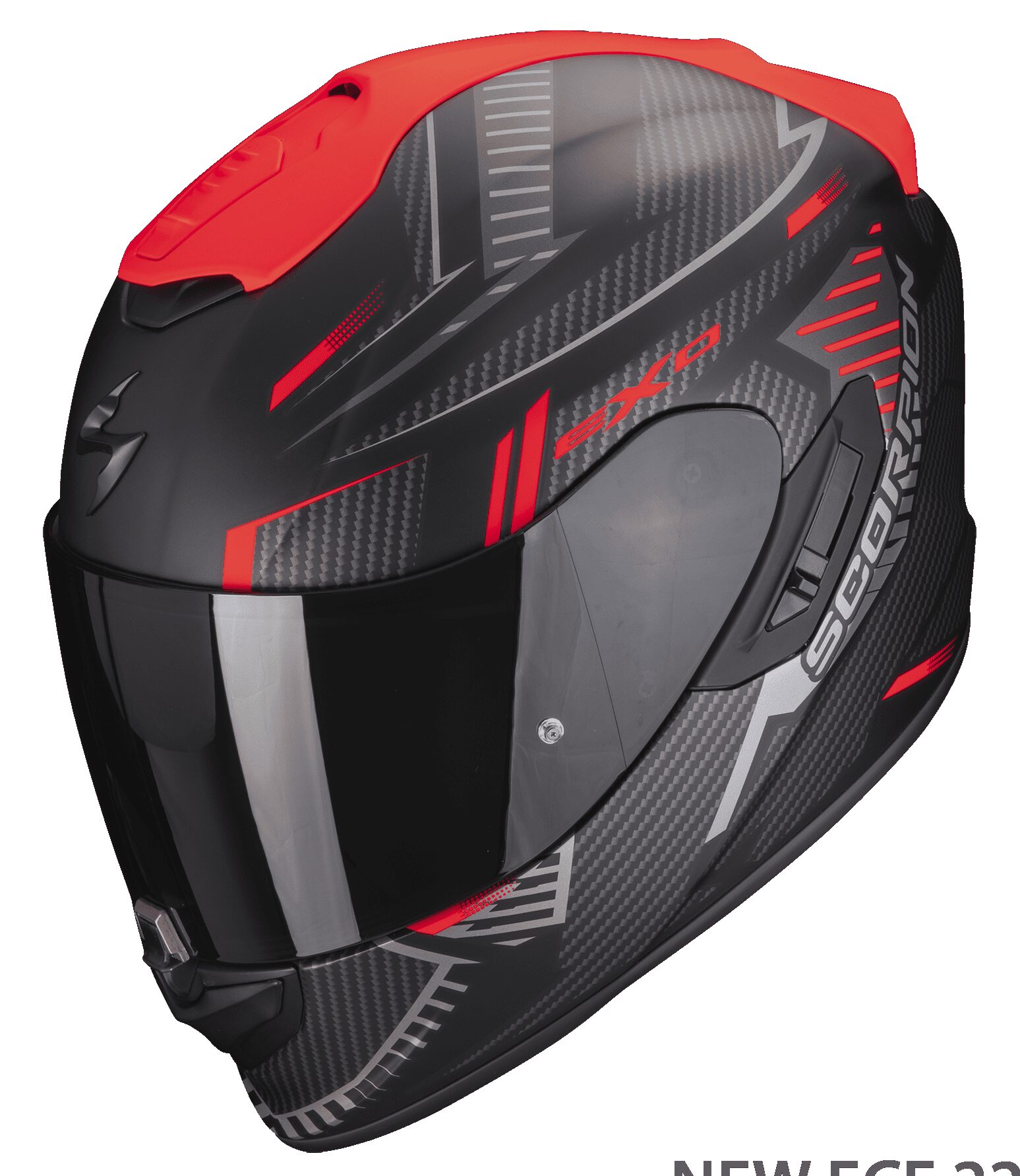 Casco integrale fibra moto Scorpion Exo 1400 EVO SHELL nero opaco rosso black matt red helmet casque