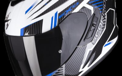 Casco integrale Scorpion exo 1400 EVO Shell white blu helmet casque