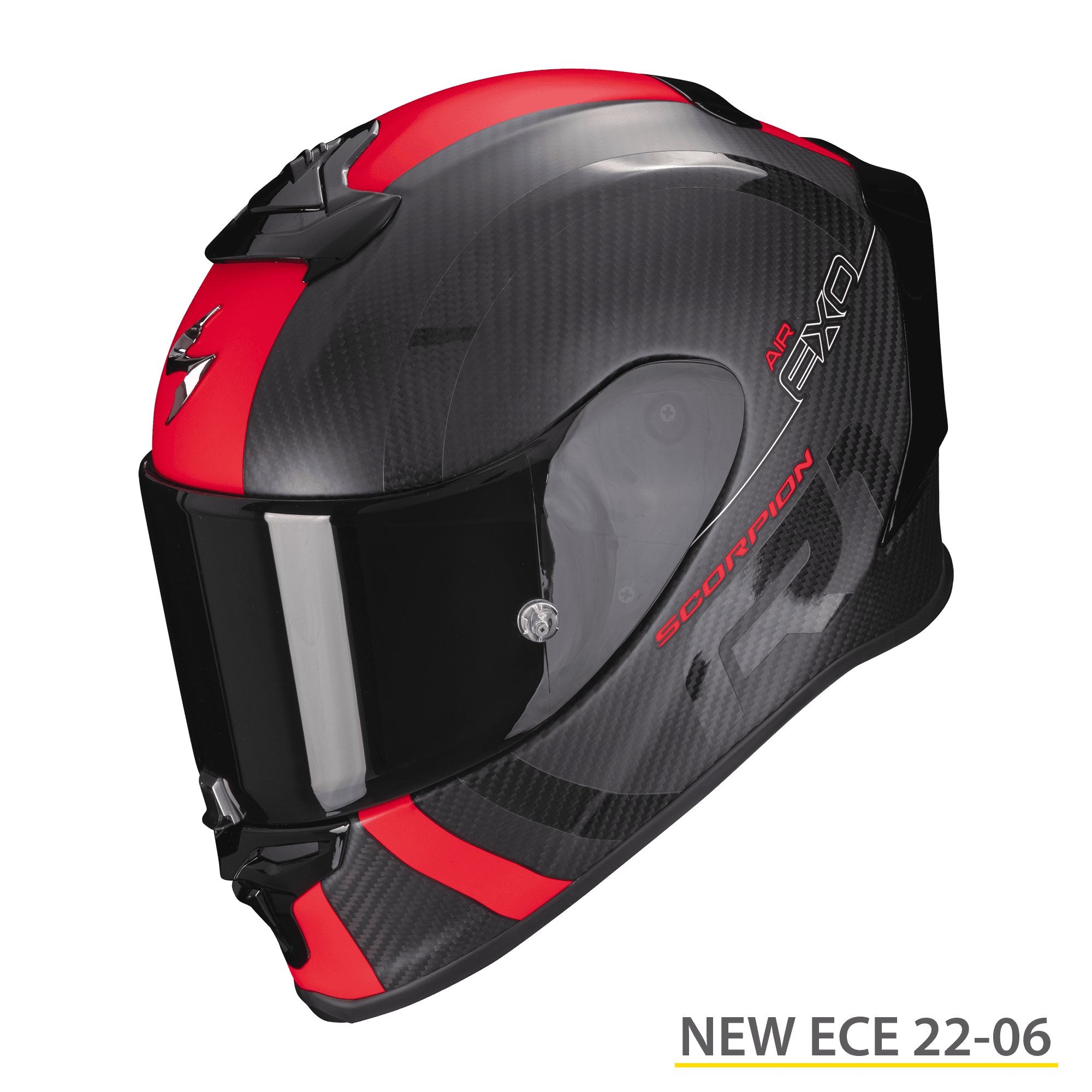 Casco integrale moto fibra carbonio Scorpion Exo R1 EVO Carbon air MG rosso black matt red helmet casque