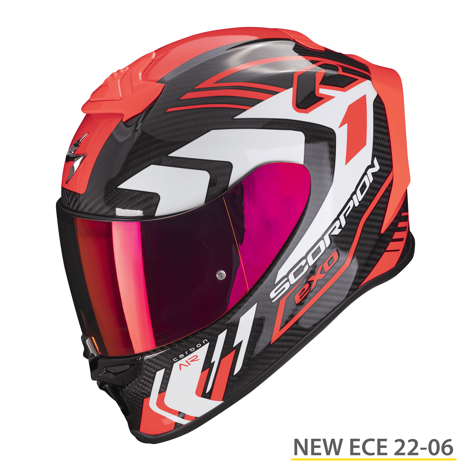 Casco integrale moto fibra carbonio Scorpion Exo R1 EVO Carbon air Supra nero rosso black red helmet casque