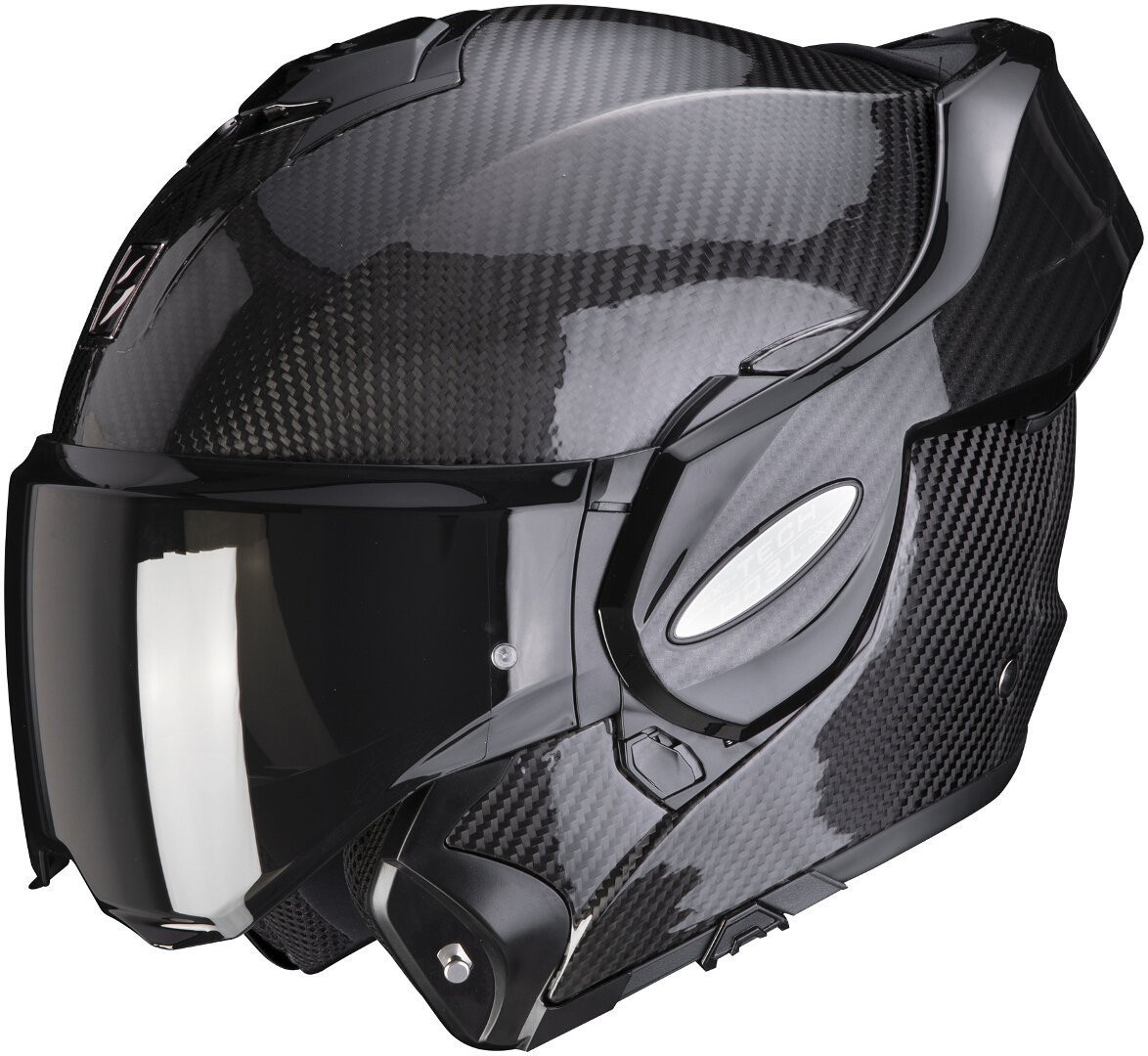 Casco modulare Scorpion EXO-TECH EVO carbon lucido glossy reversibile doppia omolazione flip up helmet casque