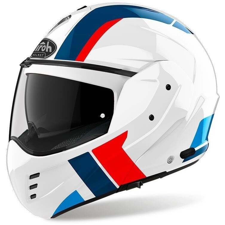 Casco modulare Airoh Mathisse Explorer white red blu helmet