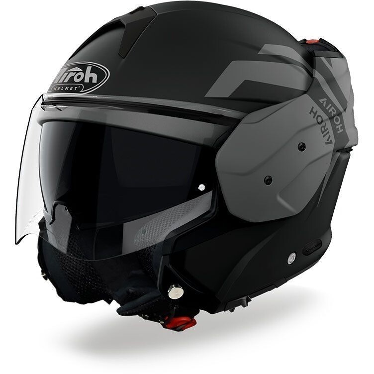 Casco modulare reversibile moto Airoh Mathisse Illusion nero opaco antracit matt flip-back reverse helmet casque