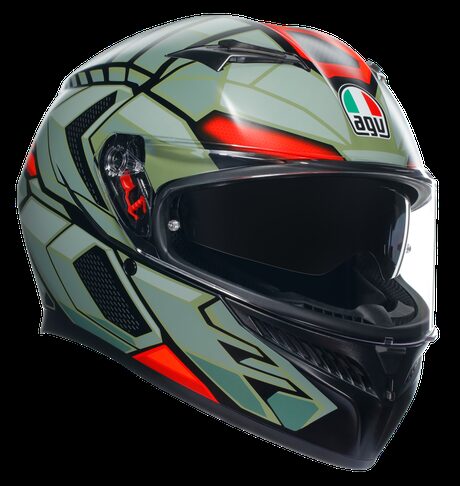 Casco integrale moto Agv K3 DECEPT matt black green red E2206 helmet casque