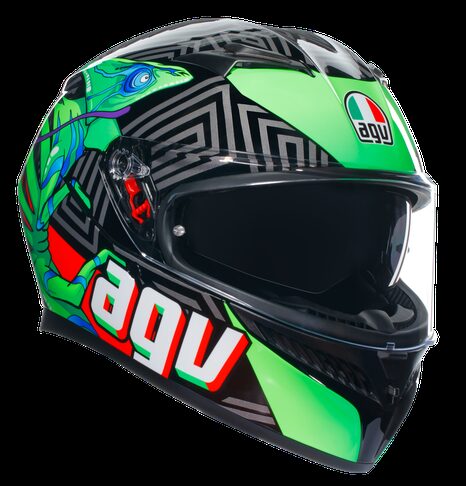 Casco Agv K3 KAMALEON BLACK RED GREEN E2206 helmet casque