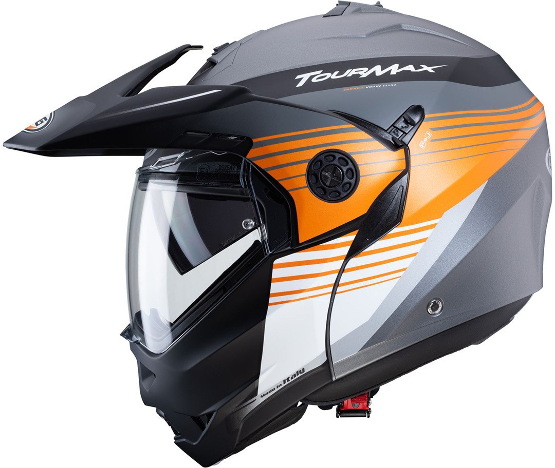 Casco modulare apribile enduro touring adventure moto Caberg Tourmax Titan arancione orange Helmet casque