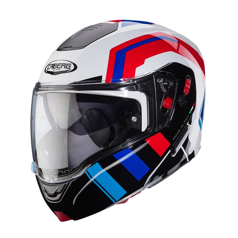 Casco moto modulare Caberg Horus-X ROAD bianco rosso blu white red flip up helmet casque