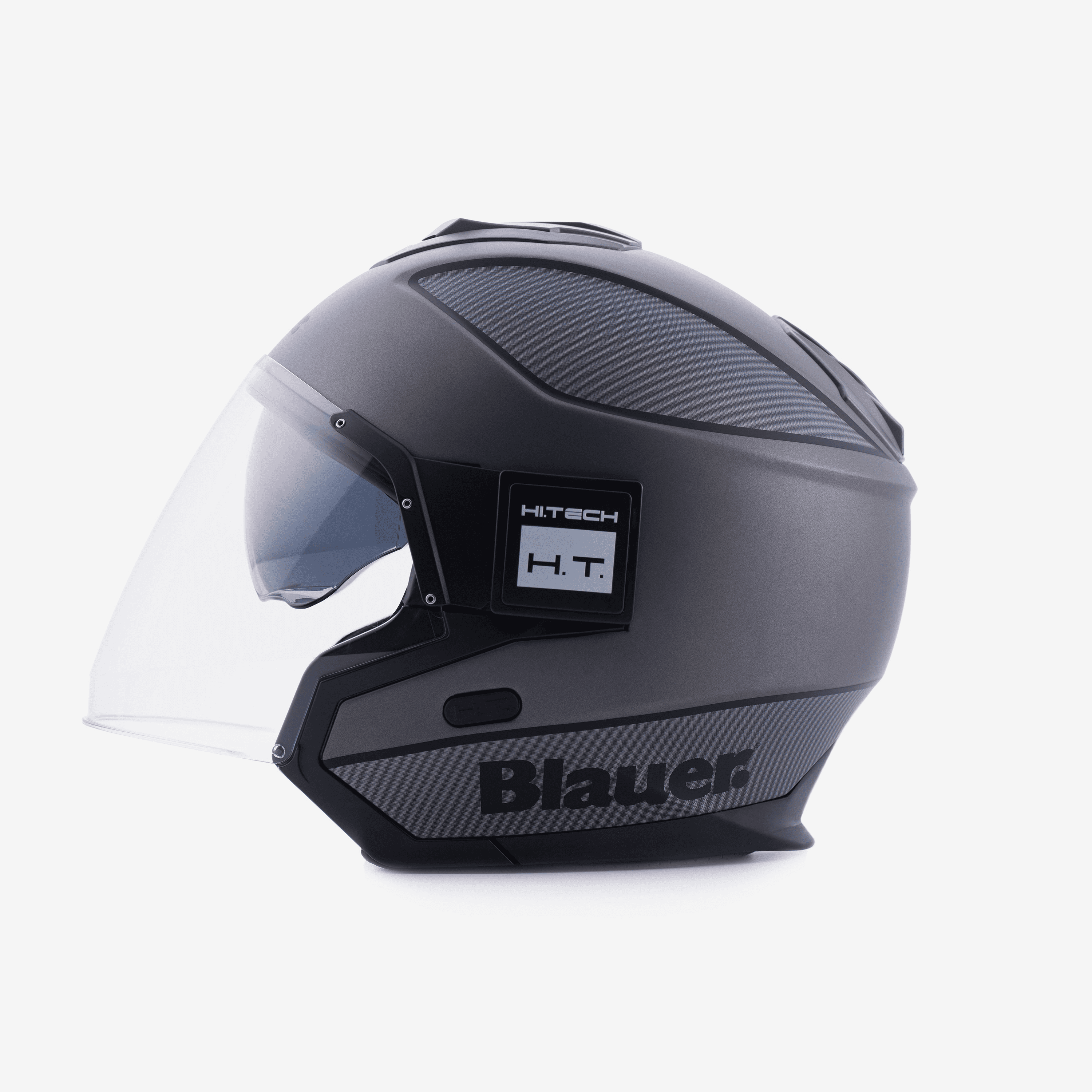 Casco jet fibra Blauer SOLO BTR nero opaco grigio black matt grey helmet casque