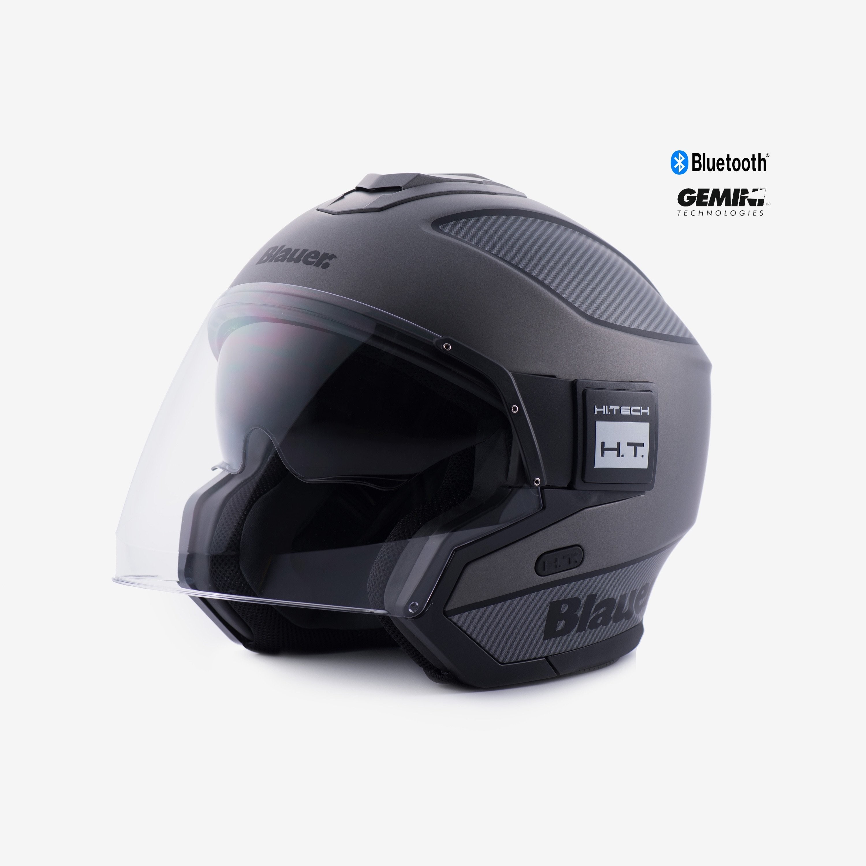 Casco jet fibra Blauer SOLO BTR nero opaco grigio black matt grey helmet casque