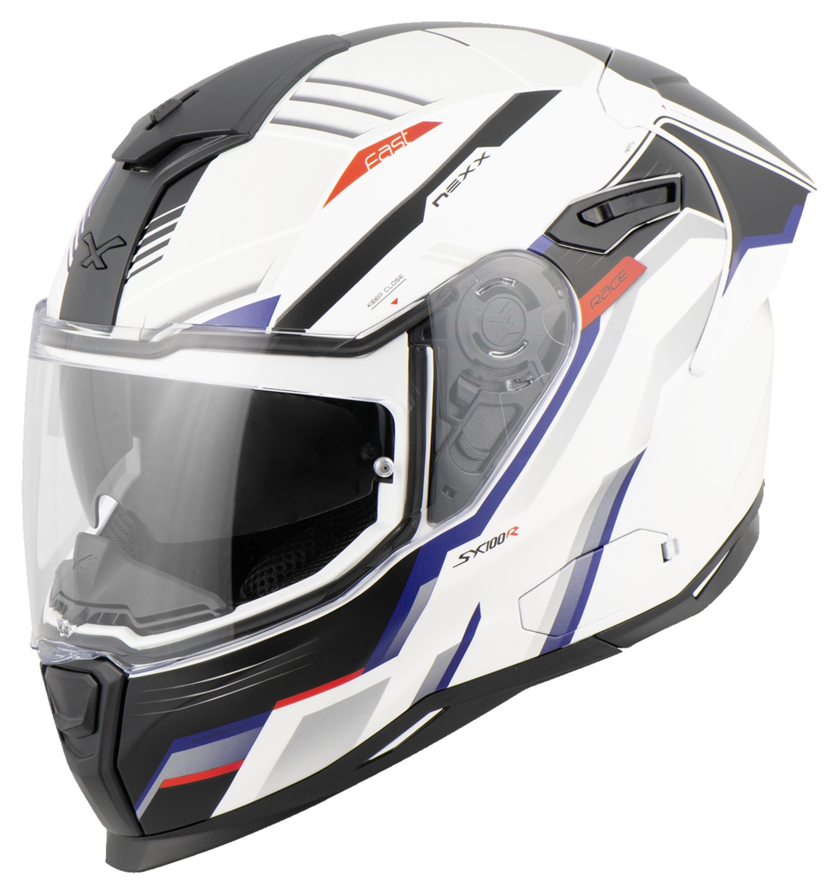 Casco integrale moto NEXX SX.100R GREEDLINE WHITE BLUE MATT helmet casque