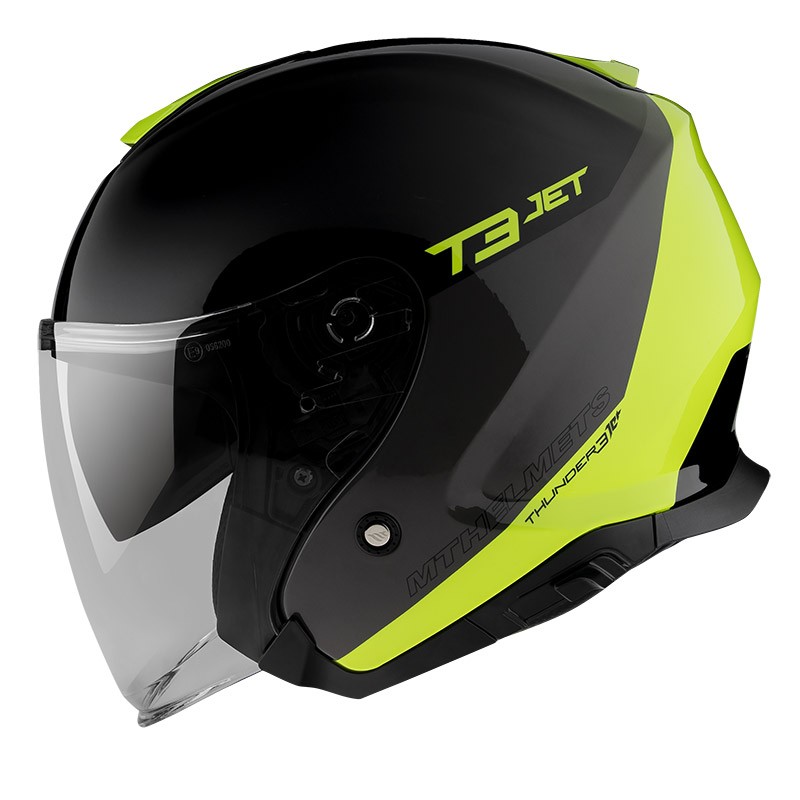 Casco jet MT Helmets THUNDER 3 SV nero giallo fluo yellow black helmet