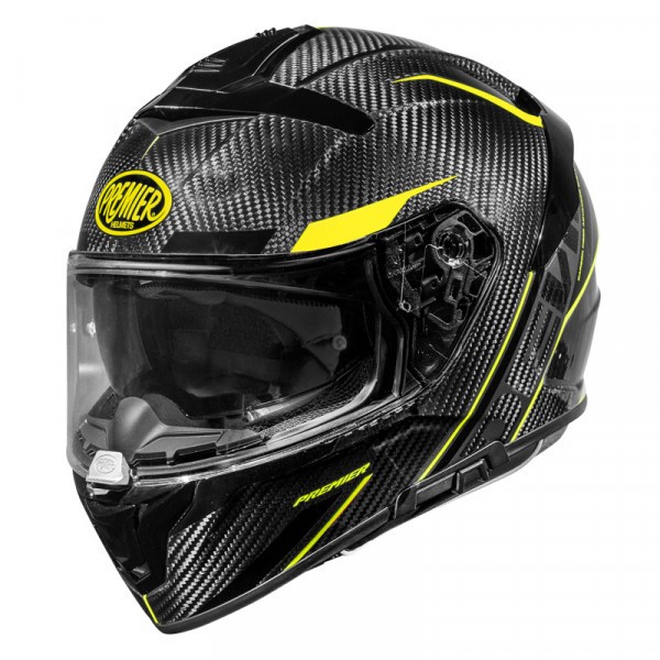 Casco integrale fibra moto Premier Devil Carbon STY giallo fluo yellow sport touring helmet casque